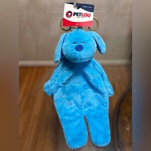 Brand Petlou 18"  Flat Blue Doggie  Squeaky Dog Toy